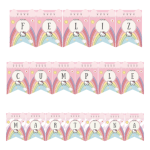 Banderines  (PACK "FELIZ CUMPLE" + NOMBRE DE HASTA 10 LETRAS + 2 separadores)